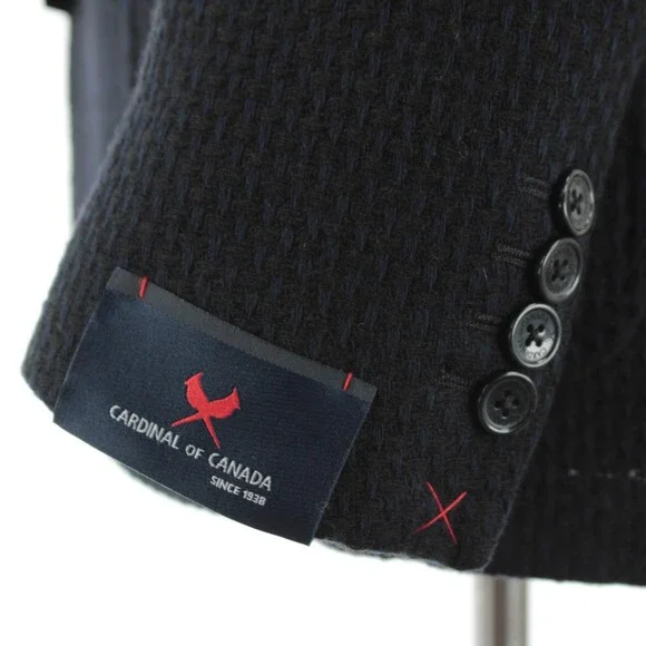 Cardinal of Canada NWT Wool Sport Coat Size 40R US In Black & Blue Knit